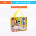 Blocs en bois pour enfants, 38 pi�ces de forme num�rique, impression couleur, grands blocs en bois pour ...