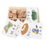 Blocs de construction abc lettres anglaises 8 blocs 30 cartes blocs en bois jeu de tri plateau pour enfants ...