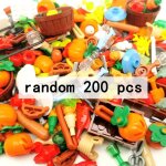 Blocs de construction alimentaires, accessoires pour ami de la ville, chips de pain, poulet rti, pizza, ...