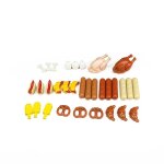Blocs de construction alimentaires, accessoires pour ami de la ville, chips de pain, poulet rti, pizza, ...