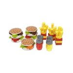 Blocs de construction alimentaires, accessoires pour ami de la ville, chips de pain, poulet rti, pizza, ...