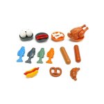 Blocs de construction alimentaires, accessoires pour ami de la ville, chips de pain, poulet rti, pizza, ...