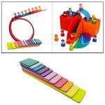 Blocs de construction arc - en - ciel pour enfants, 11 pi�ces, jouets de grande taille pour b�b�s, assiettes, ...