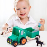 Blocs de construction a assembler en bois pour enfants, camion ferme m�chant animal roll, mod�le de jouets ...
