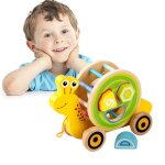 Bloc de construction en bois pour enfants, jouet de bricolage en forme d'animal, jouet push pull avec ...
