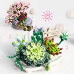 Blocs de construction bouquet de fleurs de cerisier rose, modle de plante en pot a monter soi - mme, ...