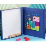 Blocs de construction cr�atifs bleus cadeau educatif ornement de maison en bois, jeux de blocs logiques, ...