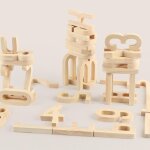 Bloc de construction cr�atif en bois pour enfants, lettres et chiffres, autocollant magn�tique pour r�frig�rat ...