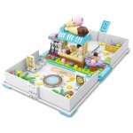 Bloc de construction de magasin de cr�me glac�e, vue de rue, livre de collection, briques, jouets pour ...