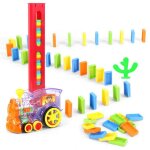 Bloc de construction dominos pour enfants, ensemble de train electrique, jouet interactif educatif parent ...