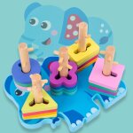 Blocs de construction empilables gomtriques en bois, jouets educatifs pour tout - petits