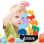 Blocs de construction a empiler de dinosaures en bois, jouets educatifs pour enfants, equilibre en forme ... Blocs de construction a empiler de dinosaures en bois, jouets educatifs pour enfants, equilibre en forme ...
