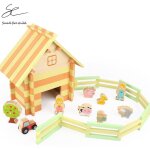Blocs de construction de ferme en bois pour enfants, jouets educatifs et g�om�triques, cadeau d'anniversaire, ...