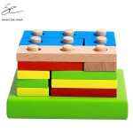 Blocs de construction géométriques en bois pour enfants, cube combiné, jouets educatifs pour bébés Blocs de construction géométriques en bois pour enfants, cube combiné, jouets educatifs pour bébés
