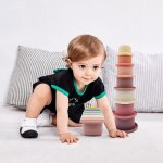 Bloc de construction en silicone pour bébé, anneau de dentition sans bpa, gobelets empilables, jouets ... Bloc de construction en silicone pour bébé, anneau de dentition sans bpa, gobelets empilables, jouets ...