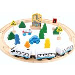 Blocs de construction de train en bois pour enfants, jouet de circulation, circuit urbain, train electrique, ...