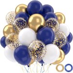 Blue birthday balloons, 52 pieces blue and white gold balloon, navy blue gold white confetti metallic ... Blue birthday balloons, 52 pieces blue and white gold balloon, navy blue gold white confetti metallic ...