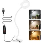 Bnhgc - usb lampe bureau led blanche a pince et bras flexible - 48 led, 3 couleurs, 10 intensits - col ...