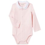 Body manches longues en coton bio a col claudine - rose clair
