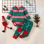 Body de noël pour bébé garçon et fille, barboteuse + pantalon, rayé vert et rouge, vêtements d'anniversaire, ... Body de noël pour bébé garçon et fille, barboteuse + pantalon, rayé vert et rouge, vêtements d'anniversaire, ...