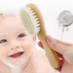 Bois shampooing bain laine brosse doux soins de la peau nettoyage brosse bb soin outil enfants nettoyage ...