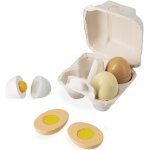 Bote de 4 ?ufs en bois - jouet d'imitation cuisine et dinette - 4 systmes d'ouverture diffrents - ...