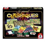 Boite 80 jeux de societe classiques - 4 plateaux reversible, pions, bloc yam, des, cartes - famille, ...