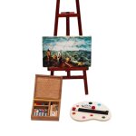 Boîte a aquarelle pour décor de maison de poupée 1:12, mini chevalet pour meubles, cadre de dessin Boîte a aquarelle pour décor de maison de poupée 1:12, mini chevalet pour meubles, cadre de dessin