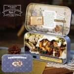 Bo�te en bois 3d faite a la main, bricolage en hiver, th��tre, maison de poup�e miniature, mignonne mini ...