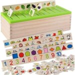 Bo�te en bois pour tri des formes et objets syst�me jeu montessori