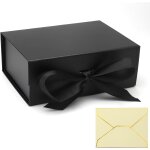 Bote cadeau avec couvercle, bote cadeau 22x16. 5x8. 8cm, bote cadeau magntique, bote noire pliable ...