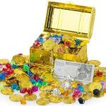 Bote de coffre au trsor de pirate avec 100pcs d'or de pirate, 100g diamant , jouets enfants halloween ...