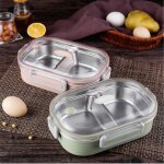 Bote a djeuner thermos en acier inoxydable 304, ensemble de sacs gris pour enfants, bote a bento etanche, ...