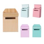 Bo�te aux lettres en bois rose pour maison de poup�e, d�cor miniature de jardin f�erique, 1 / 12
