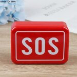 Bo�te a m�dicaments d'urgence sos en fer blanc rouge, 1 pi�ce, kit d'�quipement de survie en plein air, ...