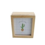 Bote a musique en bois de htre avec motif de cactus joyeux, style cadre photo, 14 x 10, 5 x 3, 5 cm, ...
