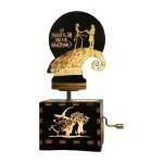 Bo�te a musique en bois r�tro carr�e a manivelle, jouet de d�coration de veilleuse de musique de peur ...