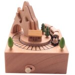 Boîte a musique en bois avec tunnel de montagne avec petits jeux de train magnétique mobiles Boîte a musique en bois avec tunnel de montagne avec petits jeux de train magnétique mobiles