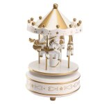 Bote a musique carrousel en bois, cheval a remonter, rond point, cadeau d'anniversaire ou de nol pour ...