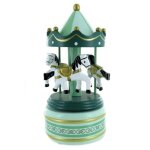Bo�te a musique carrousel greensleeves - man�ge musical miniature en bois peint a la main avec chevaux ...