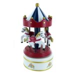 Bote a musique - carrousel miniature en bois avec chevaux tournants - lutece creations