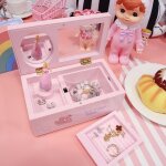 Bo�te a musique de danse rose pour filles, organisateur de rangement de bijoux d'ornement avec miroir ...
