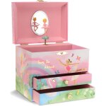 Bote  musique de rangement de bijoux pour fille, danseuse ballerine et arc - en - ciel, avec 2 tiroirs ...