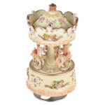 Bote a musique winduo, 3 chevaux carrousel, artware / cadeau, chteau de la mlodie dans le ciel, rose ...