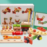 Bote a outils jouet educatif bricolage en bois, ensemble de rparation en bois, jouets cadeau d'anniversaire ...