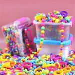 Bote de rangement de jouets pour filles, ensemble de perles colores pop snap, bote de rangement, artisanat, ...