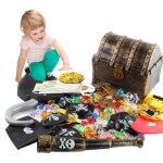Boîte a trésors rétro pirate, 143 pièces, kit de jouets, captain pirate, bandeau, télescope, pièces de ... Boîte a trésors rétro pirate, 143 pièces, kit de jouets, captain pirate, bandeau, télescope, pièces de ...