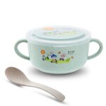 Bol d'alimentation avec double poign�e et cuill�re, vaisselle d'apprentissage, assiette a d�ner pour ...
