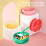 Bol d'alimentation en silicone pour b�b�, avec ventouse, assiette a d�ner avec paille, vaisselle r�sistante ...