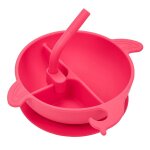 Bol en silicone a 3 grilles en forme d'animal avec paille pour enfants Bol en silicone a 3 grilles en forme d'animal avec paille pour enfants